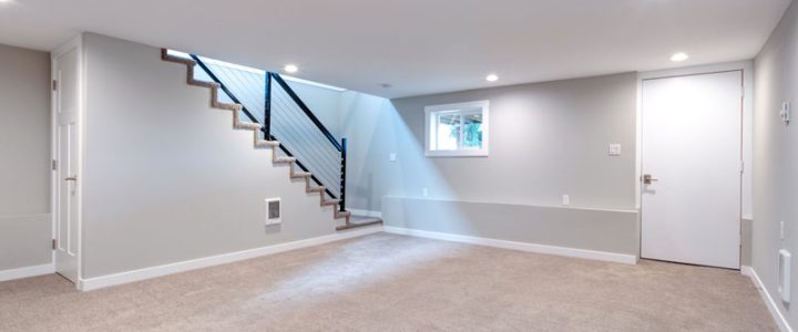 empty basement in the white dominant color